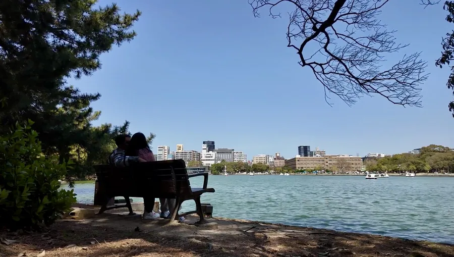 The proposal at Ohori Park, Fukuoka