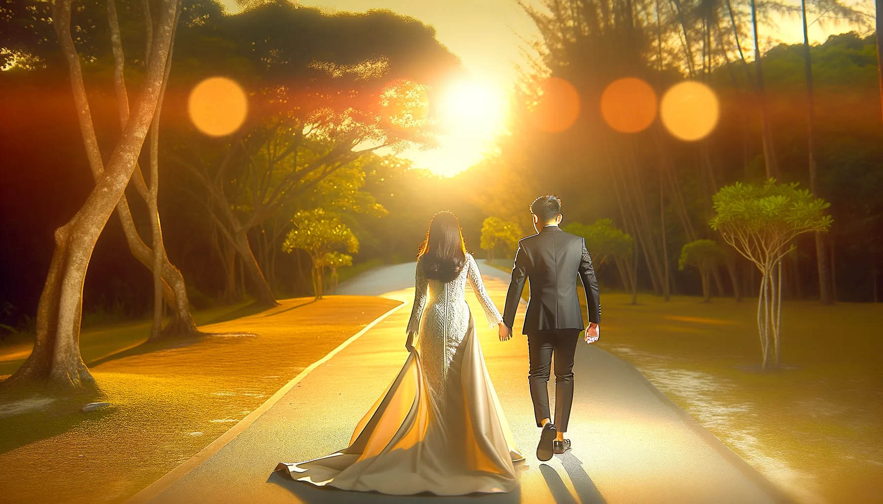 Rein and Mhae walking at golden hour