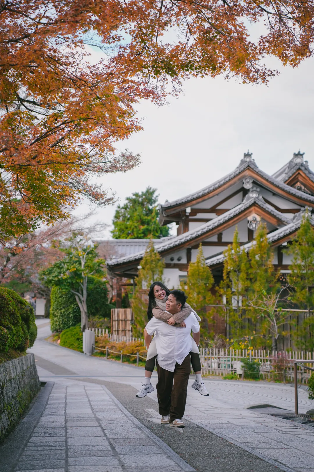 A piggyback ride down a Kyoto temple lane