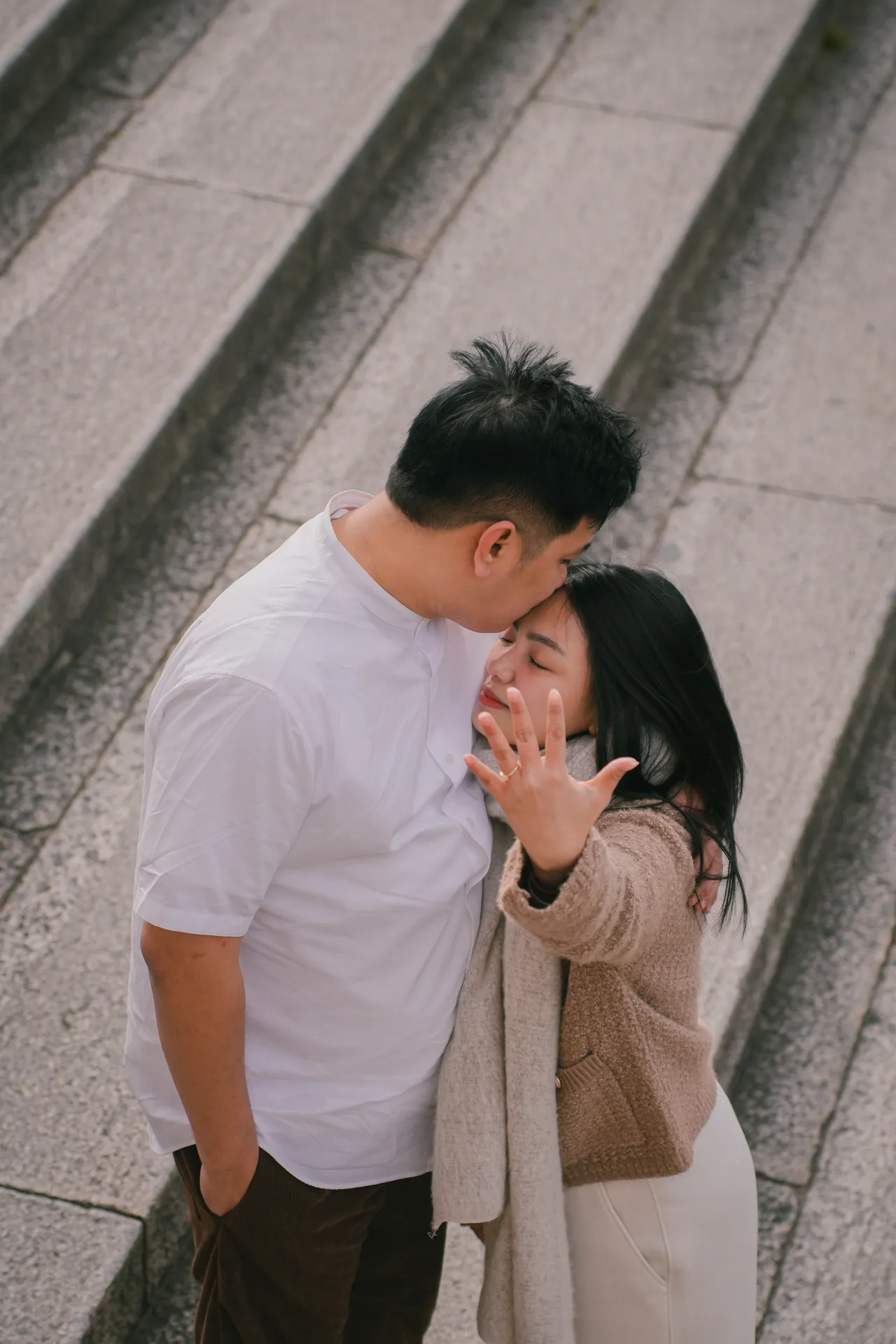 Mhae showing her engagement ring