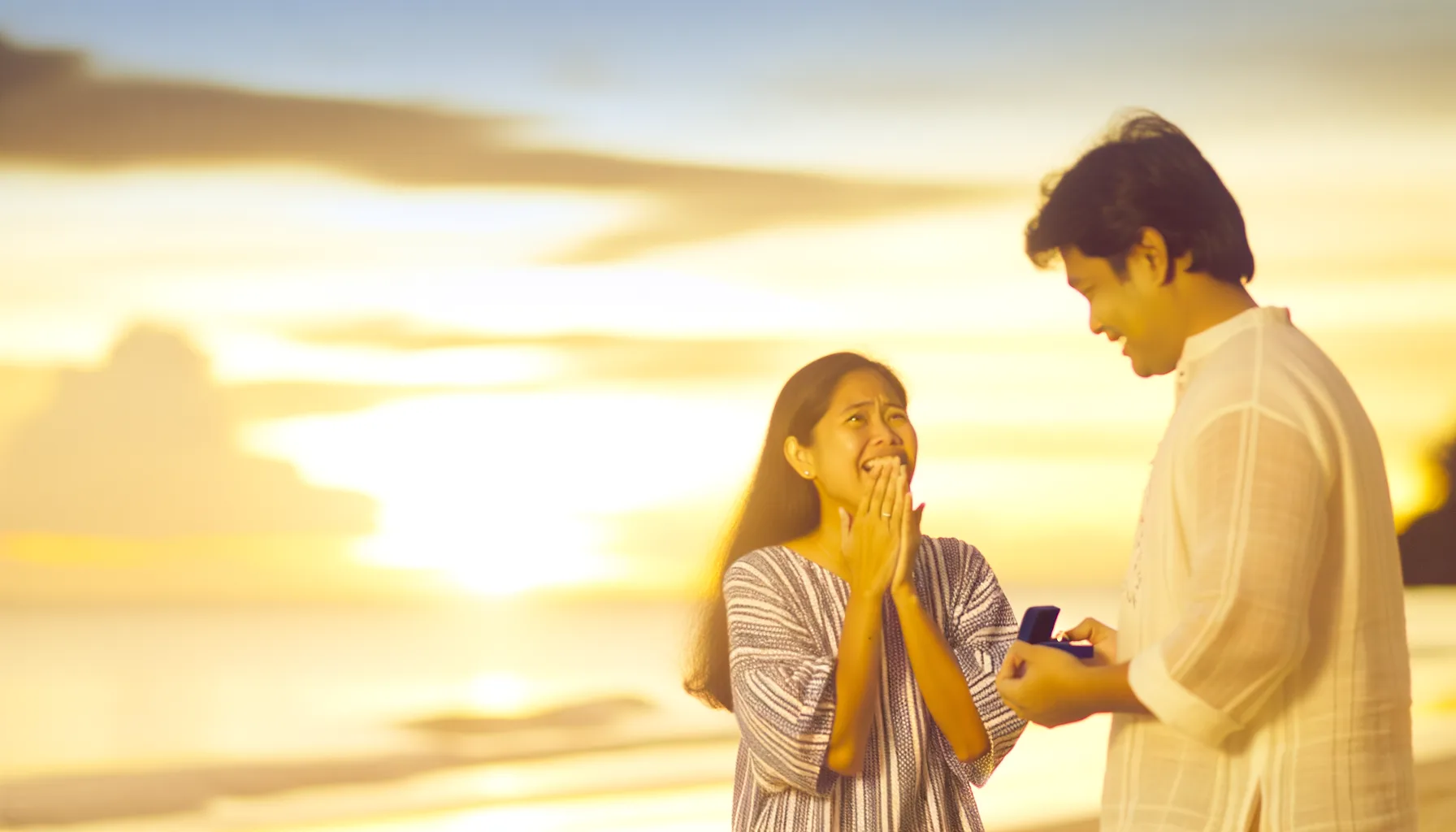 The proposal at sunset